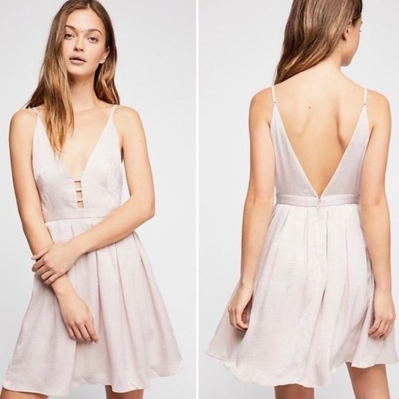 Free People Gabby’s Party All Night Fit & Flare Satin Dress Pink size 4 - Picture 1 of 6
